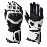 Leather & textile motorcycle gloves with breathable shell, waterproof, touchscreen features, protection for boxing and fitness use.